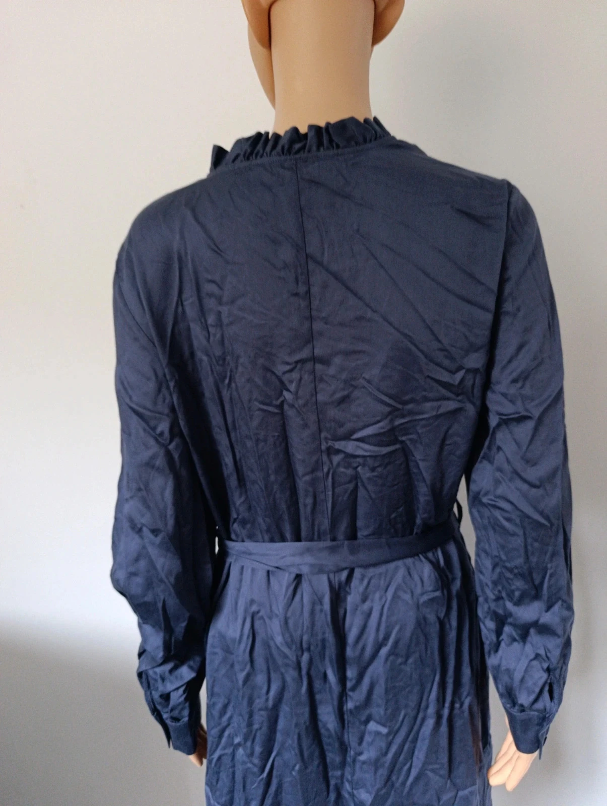 Vestido feminino azul marinho 100% Lyocell - Tamanho 36 - Mangas compridas - Cinto – photo 10